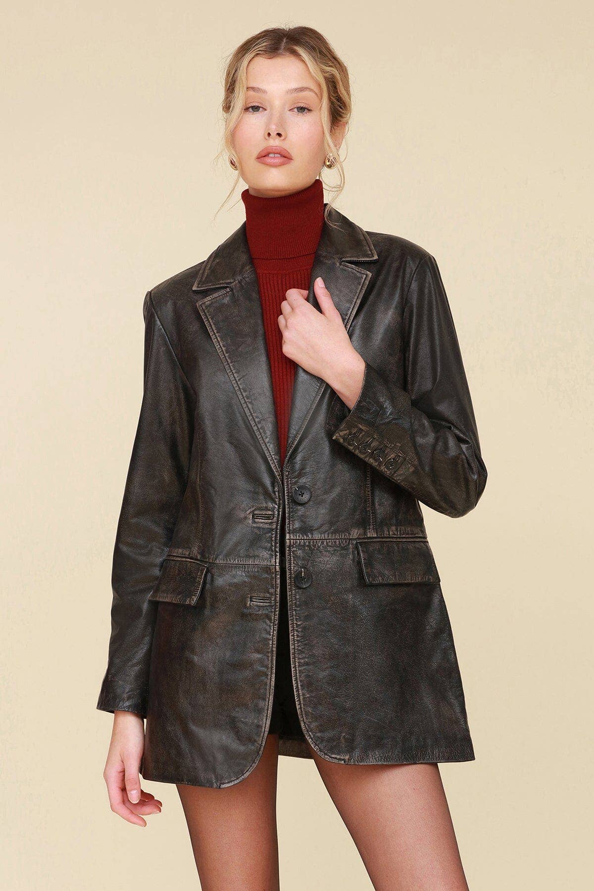 Vintage Wash Leather Blazer