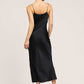 Black Silk Cami Midi Slip Dress