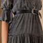 Gray paisley dress with black belt