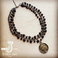 Labradorite Triple Strand Collar Necklace with Indian Coin | Bourbon Cowgirl