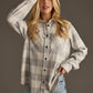 Light Gray & White Plaid Button Up Flannel for Women