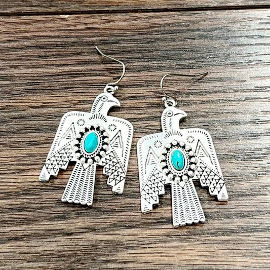 Thunderbird Earrings With Turquoise