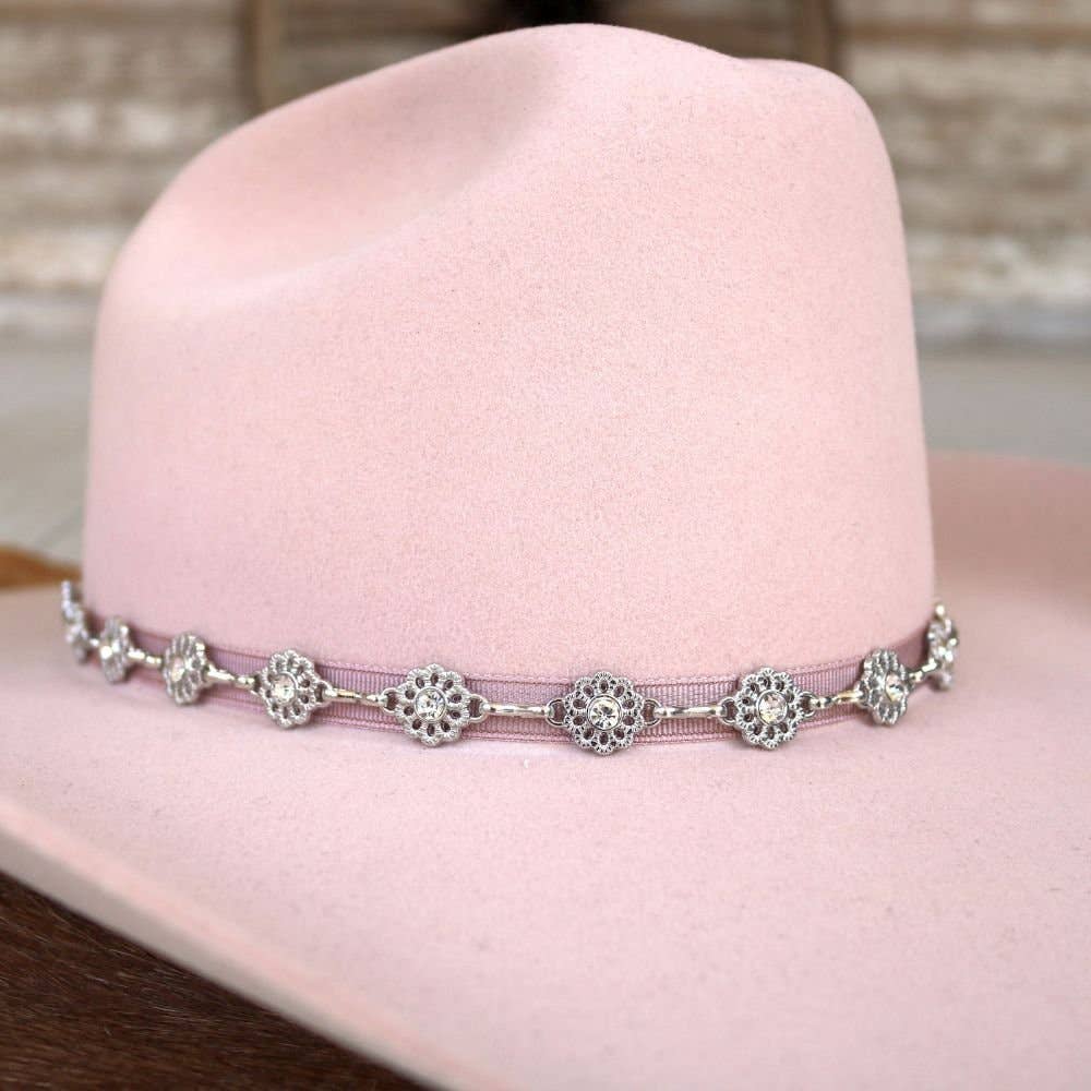 Silver Hat Band with Dainty Wildflower Chain display picture 3