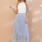 Swiss Dot Tulle Mesh Ruffle Maxi Skirt