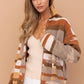 Aztec Soft Cozy Zip Up Lined Snap Up Jacket