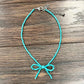 Handmade Turquoise Ribbon Bow Necklace