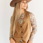 Brown Denim Western Style Cowgirl Vest