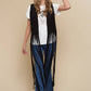 Black Long Fringe Faux Suede Western Vest