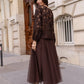 Aria Long Brown Tulle Maxi Skirt