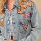 Garment Washed Snap Up Rodeo Denim Jacket