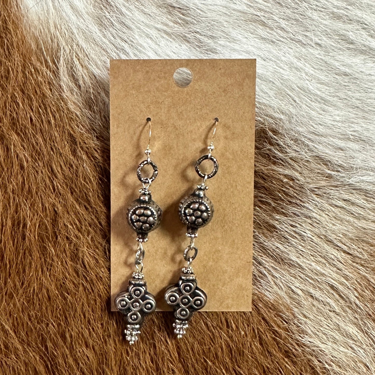 Ornate Pewter Cross Dangle Earrings - Amy Kaplan