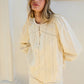 Lace Pintuck Detail Button Blouse