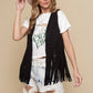 Black Western Faux Suede Fringe Vest for Cowgirls