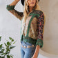 Lace Detailed Button Down Cropped Boho Cowgirl Shirt