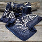 Blue and Cream Paisley Wild Rag Scarf for Cowgirls