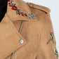 Vegan Suede Moto Jacket with Embroidery in Tan at Bourbon Cowgirl