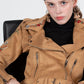 Vegan Suede Moto Jacket with Embroidery in Tan at Bourbon Cowgirl