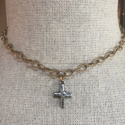 Dainty Hammered Cross Necklace