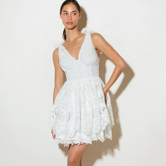 Textured White Mini Dress for Bridal Shower Textured White Mini Dress for Bridal Shower