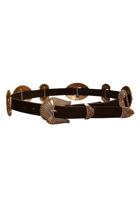 Americana Concho Belt in Authentic Black Leather