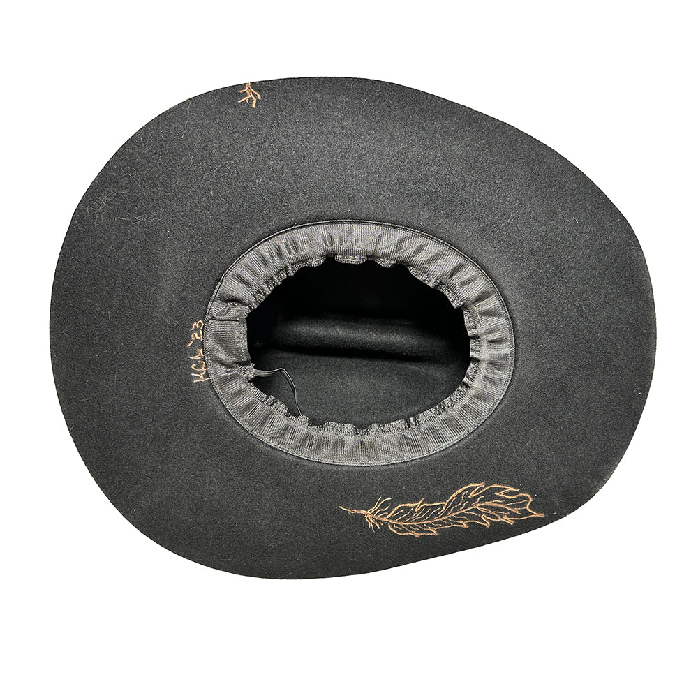 Custom Burned Cowboy Hat- Black - Bourbon Cowgirl