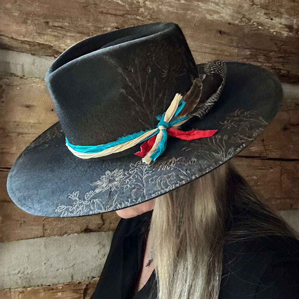 Rancher Hat Custom Burned Black with Velcro Band