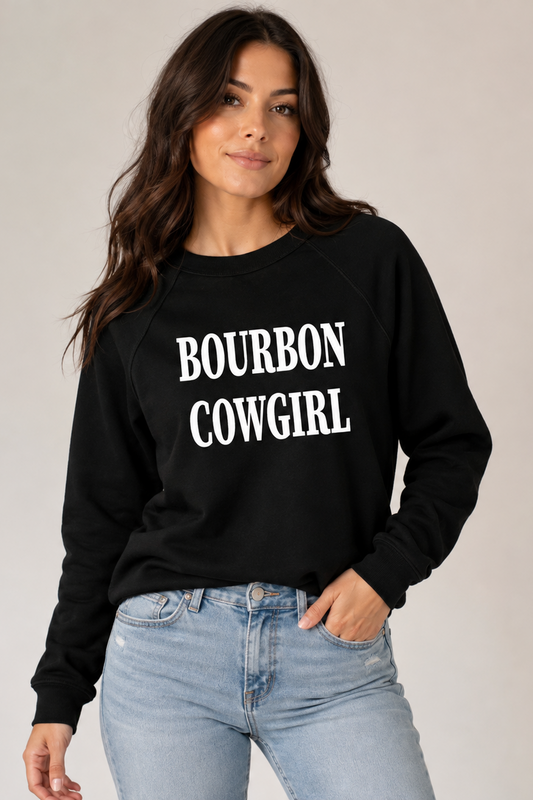Bourbon Cowgirl Branded Raglan Crew Sweatshirt