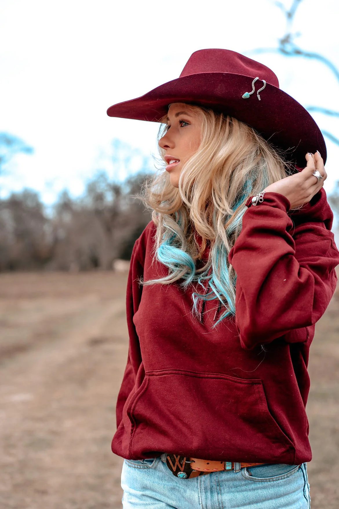 Silver & Turquoise Brim Biter by Hallett Peak - Snake