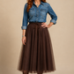 Aria Long Brown Tulle Maxi Skirt