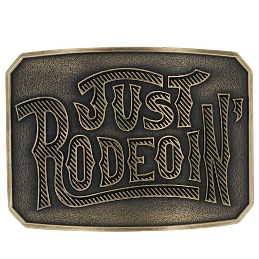 Just Rodeoin' Buckle by Montana Silversmiths for Bourbon Cowgirl