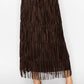 Layered Fringe Tiered Brown Maxi Skirt