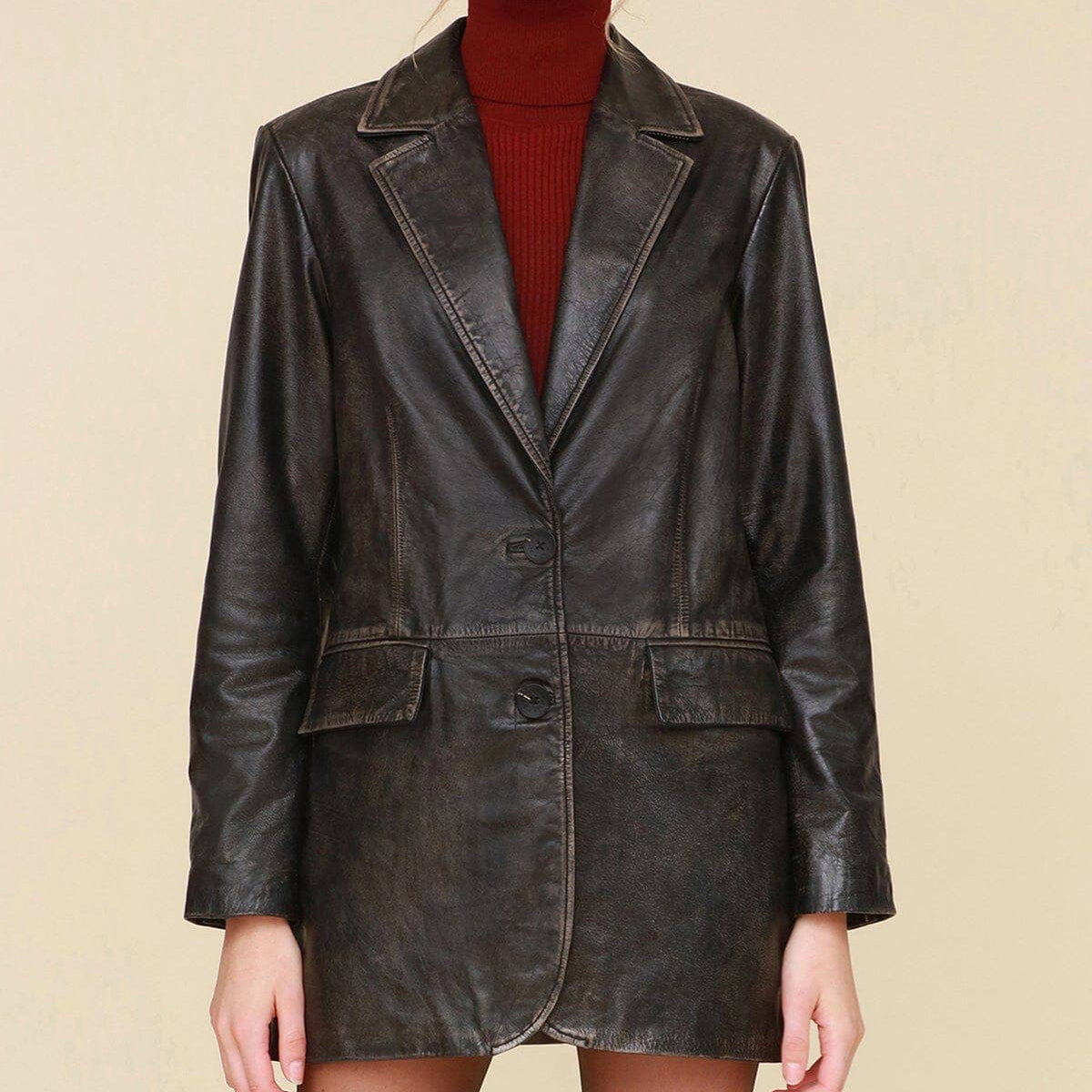 Vintage Wash Leather Blazer