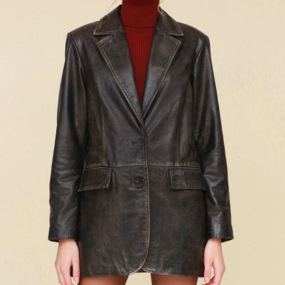 Vintage Wash Leather Blazer