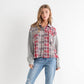 Mix Plaid Front Pocket French Terry Shirt Jacket