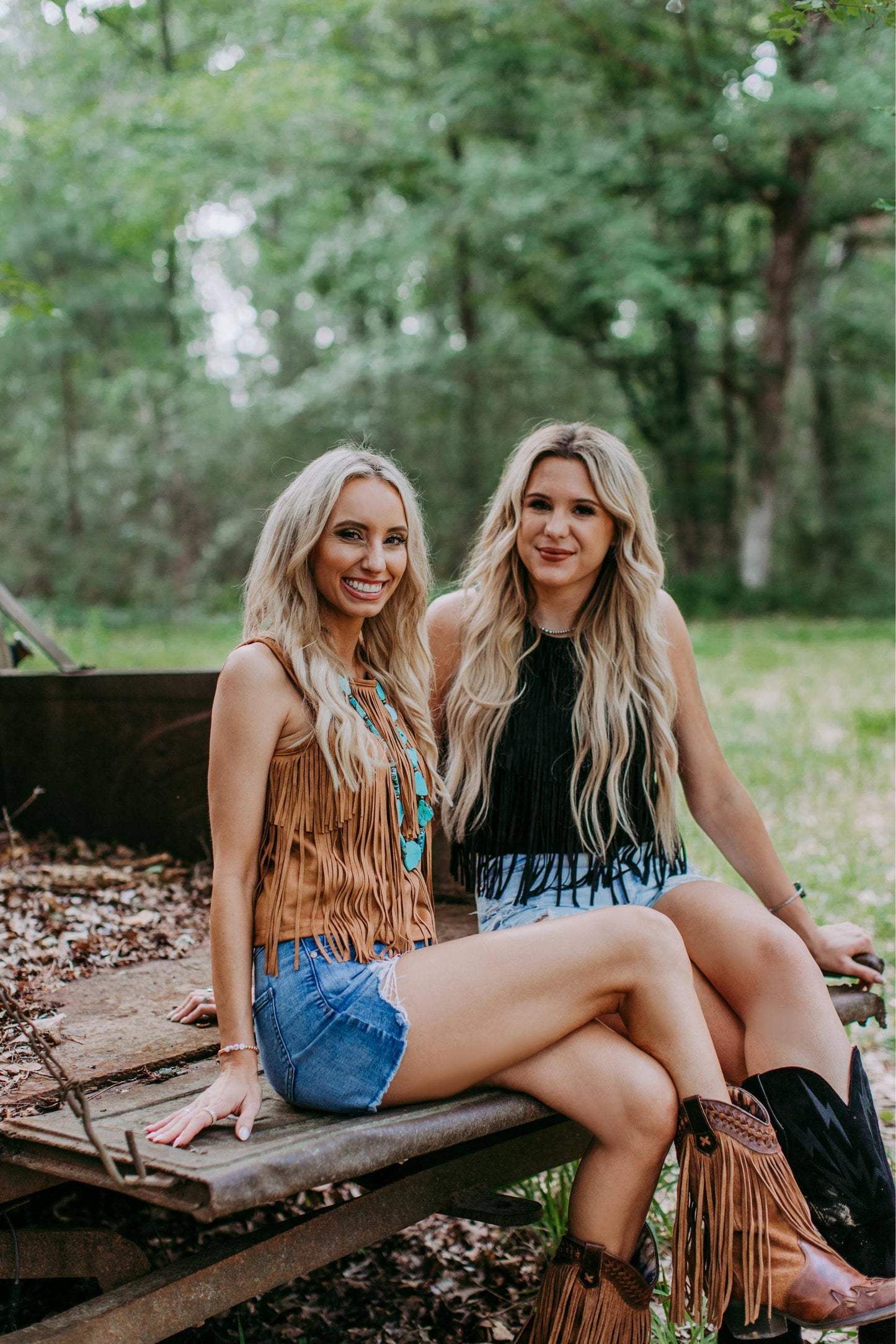 Vegan Suede Fringe Top Brown Western Tank at Bourbon Cowgirl