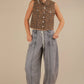 Leopard Printed Collared Casual Vest