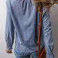 Frilled Raw Hem Half Buttoned Denim Top