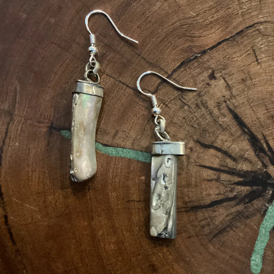 Abalone and Silver Dangle Earrings by Amy Kaplan