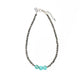 Silver Pearl Necklace With Round Turquoise Beaded