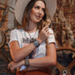 Woman in Western-style outfit, lifestyle image