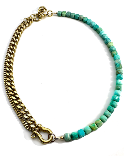 Shackle Duo: Amazonite Cubes Necklace