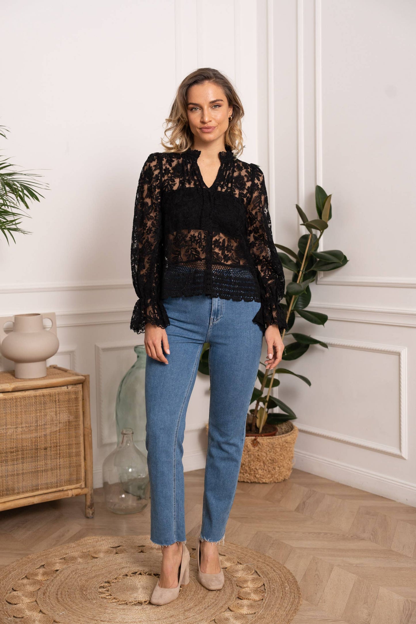 Boho Lace Blouse in Ecru or Black