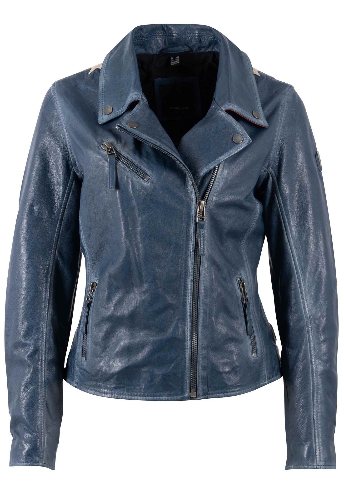 Christy Star Leather Jacket by Mauritius in Americana Blue