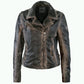 Christy Star Leather Jacket by Mauritius in Vintage Black