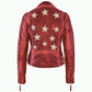 Christy Star Leather Jacket by Mauritius in Red