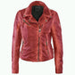 Christy Star Leather Jacket by Mauritius in Red