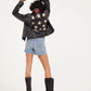 Christy Star Leather Jacket by Mauritius in Vintage Black