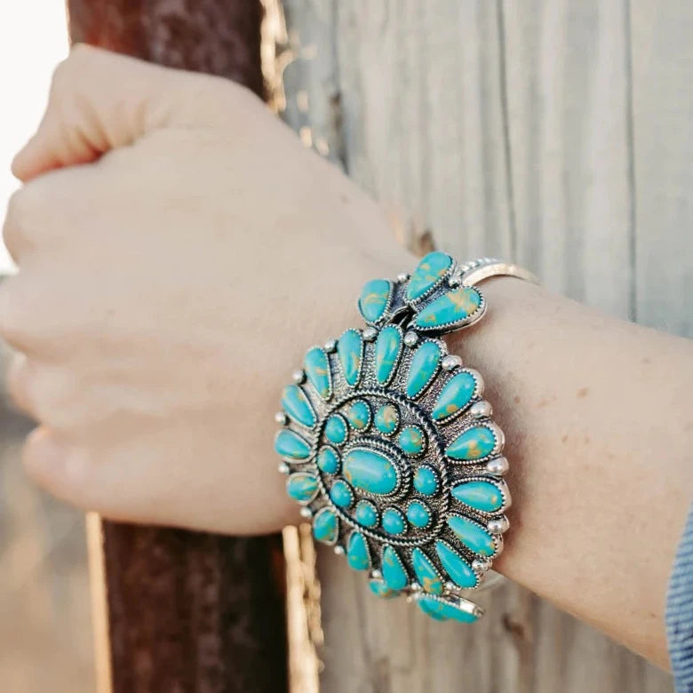 Western Rider Cuff Turquoise Bangle Bracelet