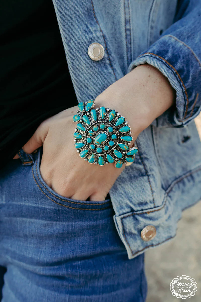 Western Rider Cuff Turquoise Bangle Bracelet