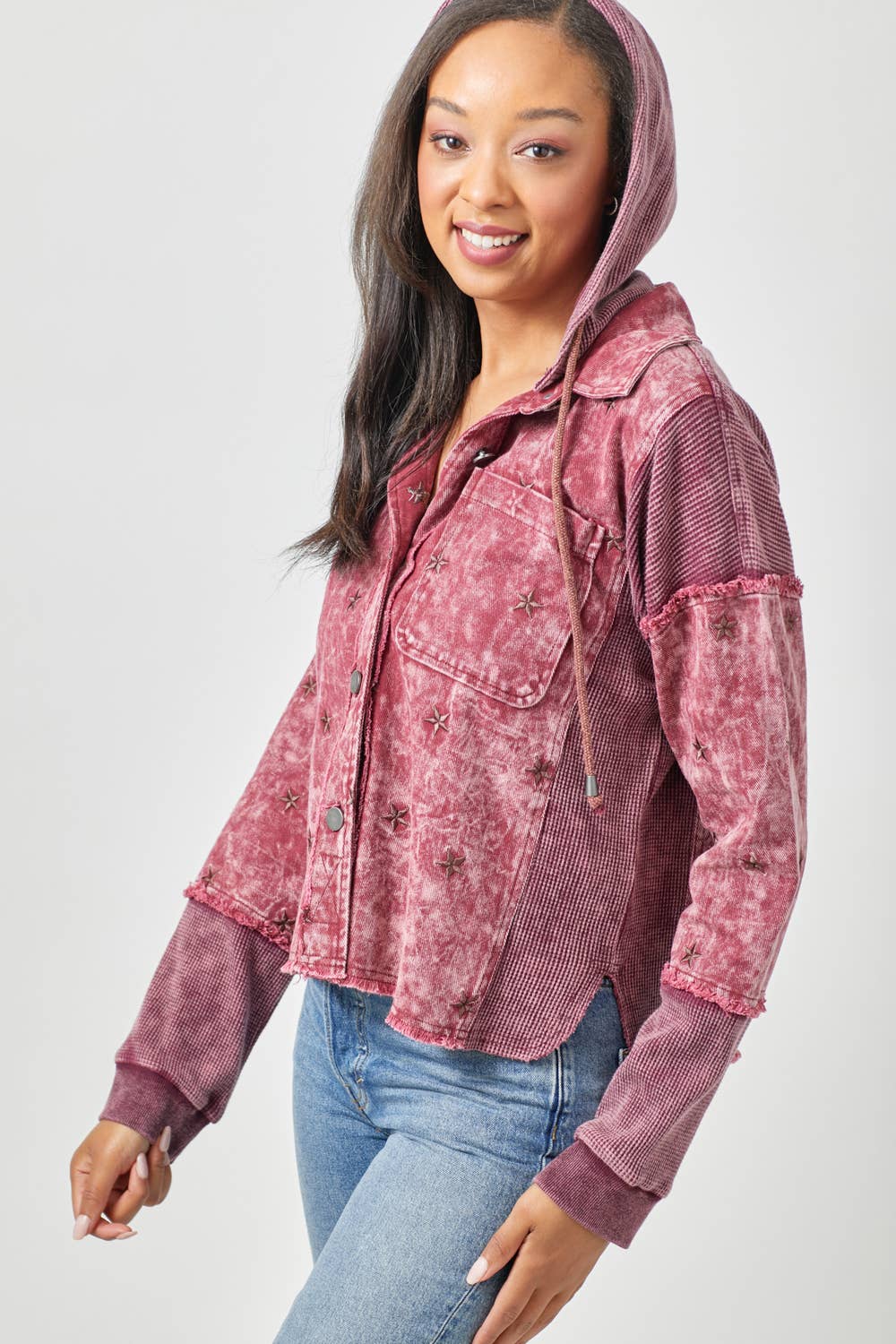 Star Embroidery Washed Jacket